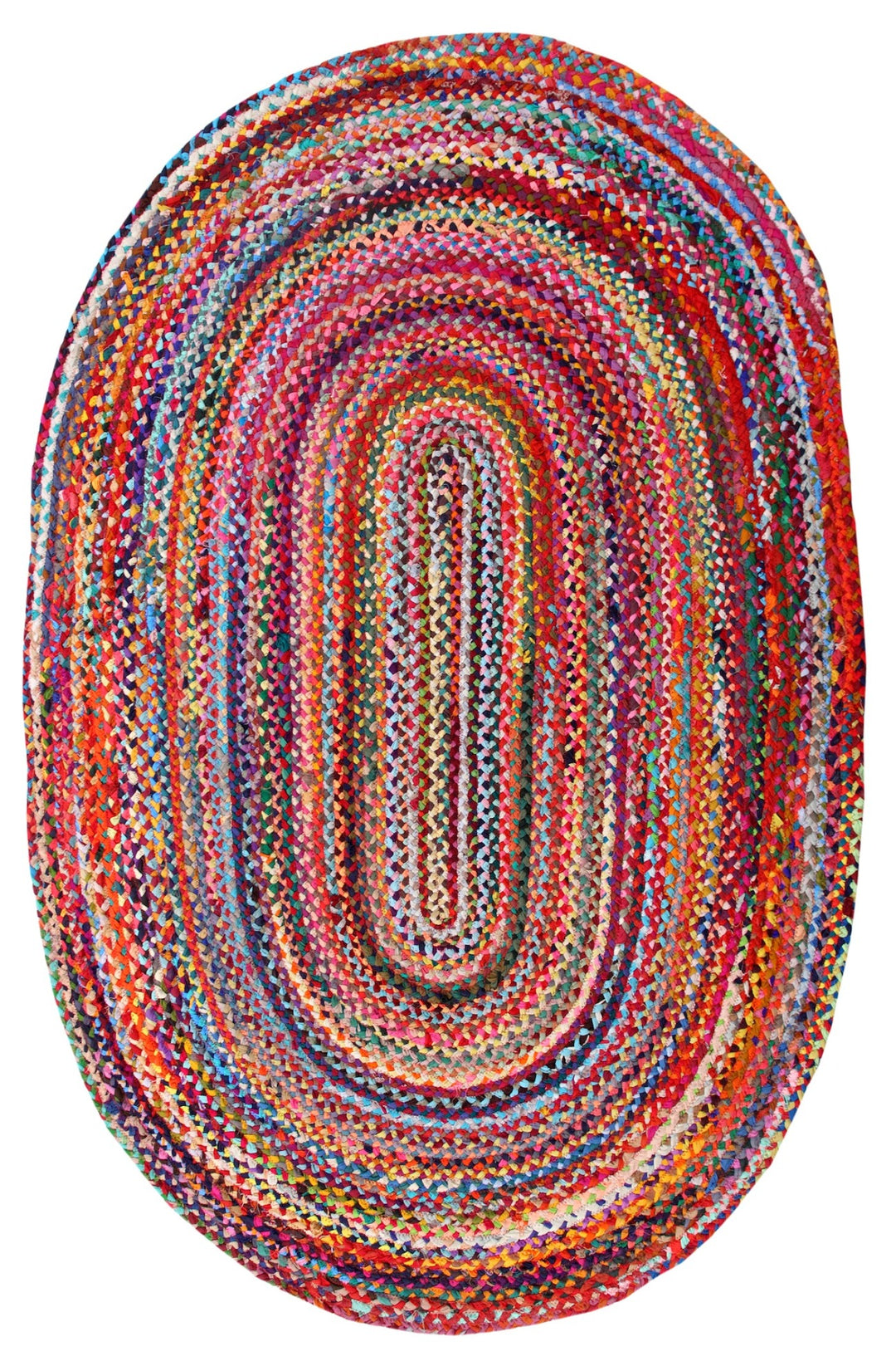 SUNDAR Oval Multicolour Rug Ethical Source with Recycled Fabric
