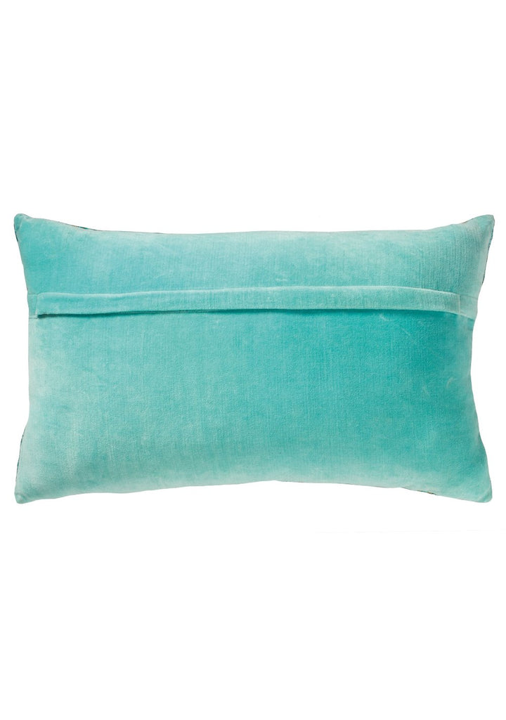 Back Of Turquoise Aqua Cotton Printed Cushion Cover