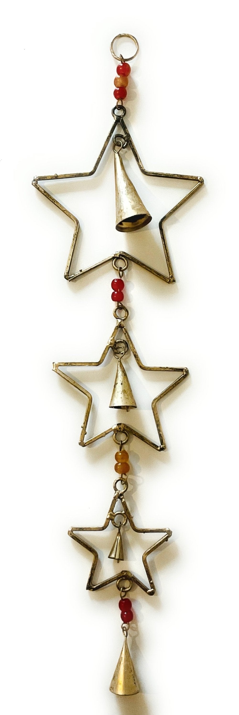 Wind Chime with Stars and Bells and Multi Colour Glass Beads 