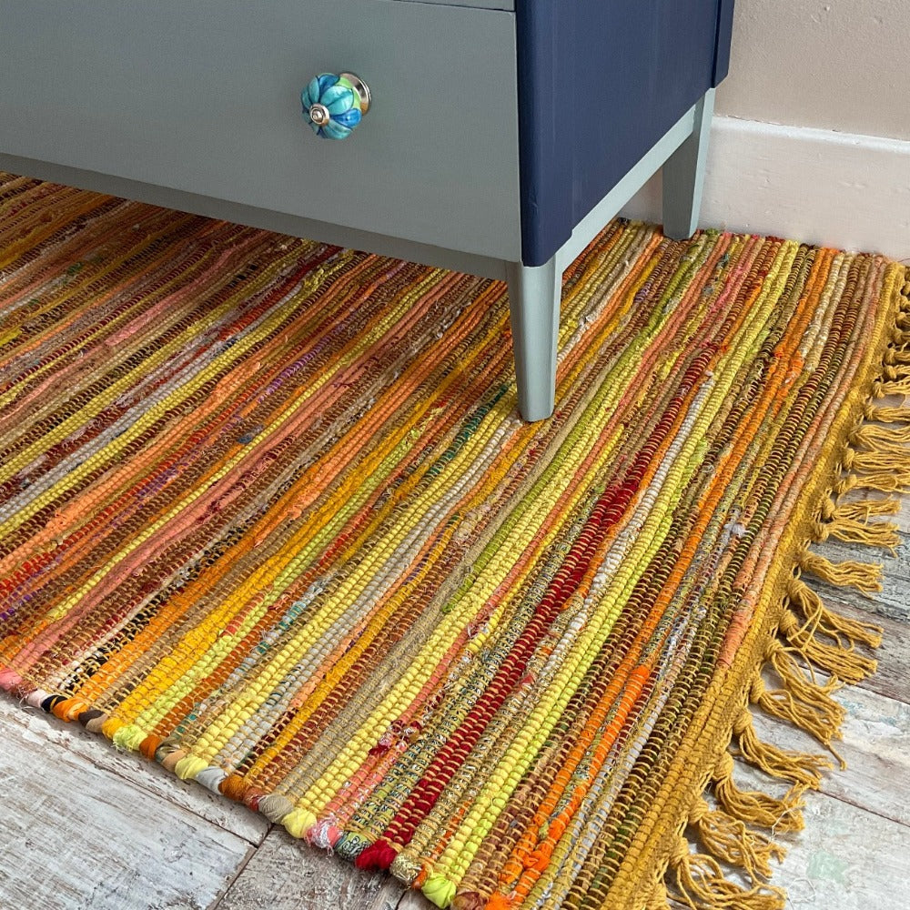 Yellow Festival Cotton Rag Rug - Second Nature Online