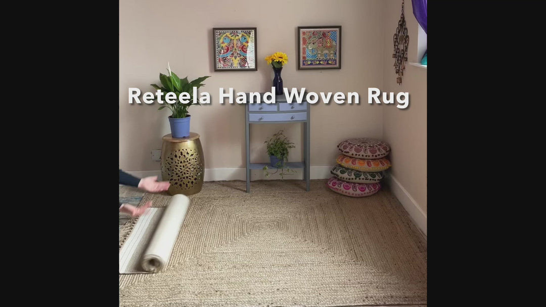 Reteela Living Room Rug Beige with Natural Striped Design