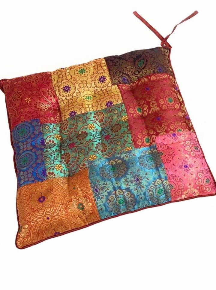 Brocade Sari Patchwork Seat Pad - Second Nature Online