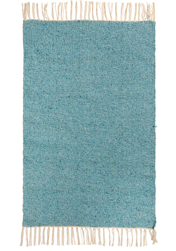 Plain Turquoise Cotton Yarn Recycled Rug 2 Sizes